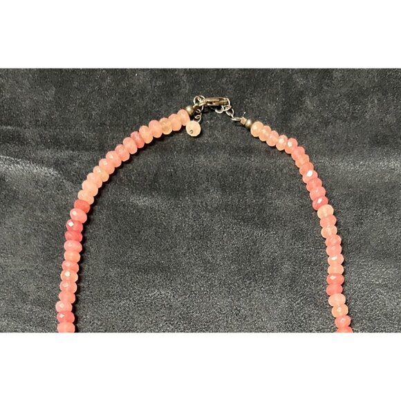 16"natural pink Rhodochrosite beaded necklace 925 tested - Picture 5 of 7
